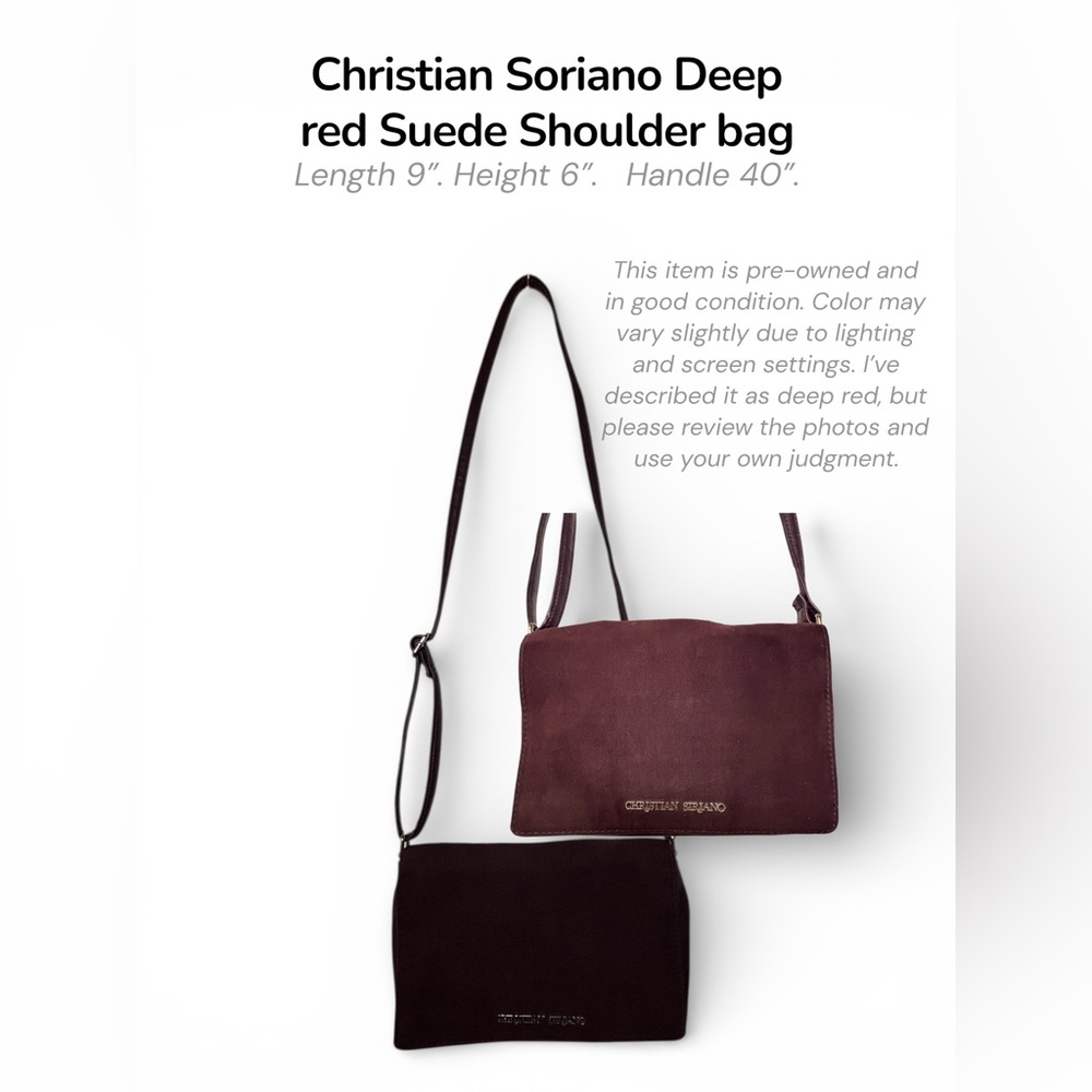 Christian Siriano Deep Red Suede Shoulder / Crossbody Bag